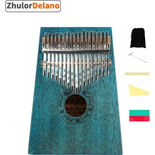 Professional Mahogany 17 Keys Kalimba with Tune Hammer and Bag Portable Thumb Piano African Mbira Sanza