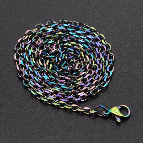 2pcs/lot 3mm Thickness Rainbow Stainless Steel O Chain for Necklace DIY Jewelry Rock Jewelry Necklace Chains Dropshipping