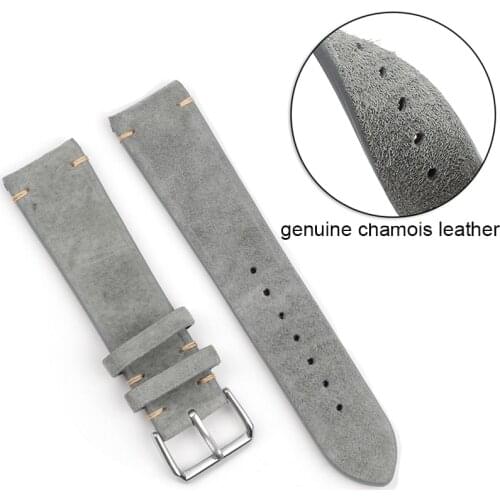 Onthelevel New Handmade Watch Strap Genuine Suede Leather Watchband 18 22 22mm Gray Brown Replacement Watch Belt Accessories E