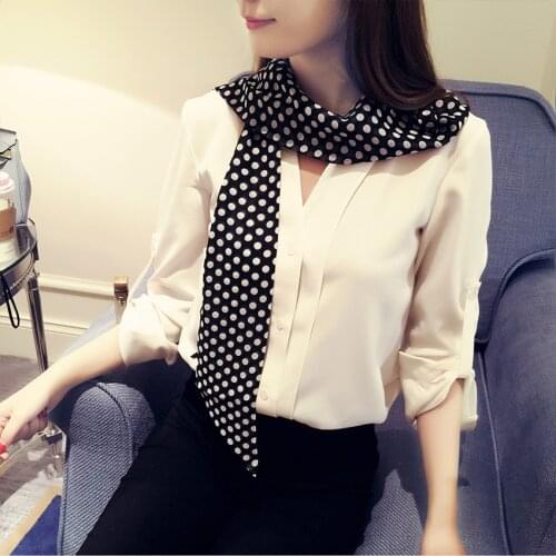 Women Skinny Polka Dot Scarf Extra Long Narrow Silk Ribbon Scarfs Necktie Ladies Thin Tie Neck Scarves Headwraop Choker Foulard