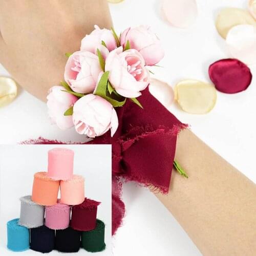 5m 3.8cm Frayed Edged Wrinkle Chiffon Silk Ribbon Wedding Invitation Bouquets Wrap Decor Prop Sheer Fringe Ribbon Craft Flatlays