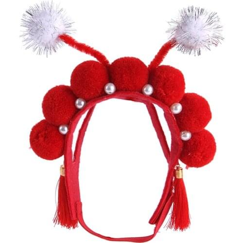 Pets Hat Chinese Peking Opera Costume Headgear Tassel Headdress Head Accessories for Small Animals, Cats, Dogs