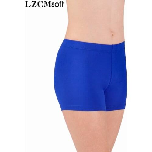 LZCMsoft 22 Colors Child Black Mid Waisted Elastics Dance Shorts Rave Booty Spandex Gymnastics Shorts For Girls Stage Bottoms