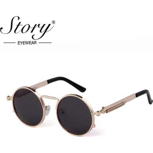 STORY fashion gothic sunglasses women men 2019 brand designer vintage pink metal punk vapor round sun glasses retro shades S8827