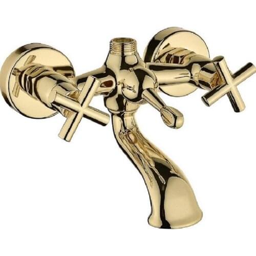 Vilas Gold Wall mounted triple bathtub valve bathroom shower bath shower mixer hot and cold water mixing valve waterfall faucet