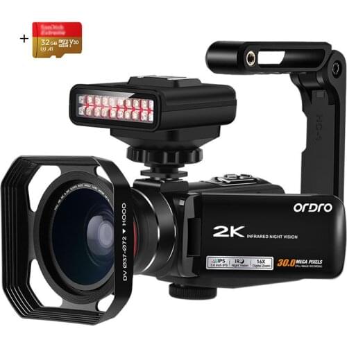 Video Camera Camcorder WiFi Night Vision Ordro Z63 Full HD YouTube Vlogging Camera with IR Light 32GB Memory Card, for Blogger