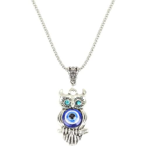 Vintage Alloy Blue Eyes Awl Pendant Necklace For Women Fashion Exaggerated Animal Metal Retro Jewelry Wholesale