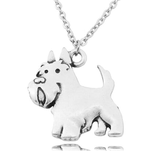 Vintage Silver Color Aberdeen Scottish Terrier Dog Charms Pendant Necklaces For Women Men Collares Mujer Girls Gifts Choker 2018