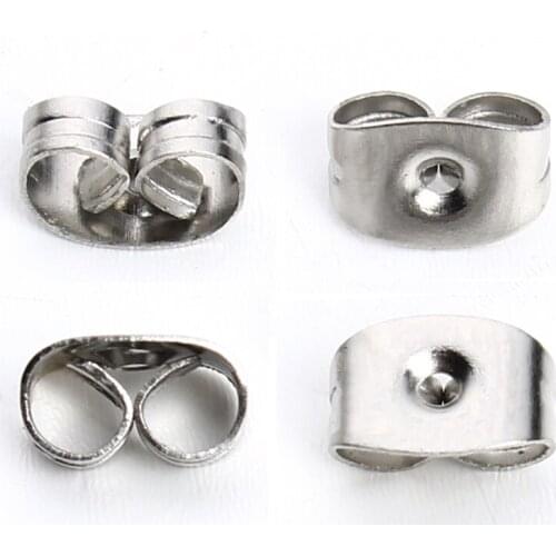 50pcs/lot Stainless Steel Earring Back 4.5*6.5mm Silver Tone Metal Earback Earring Stopper Findings Diy Jewelry Making F2255