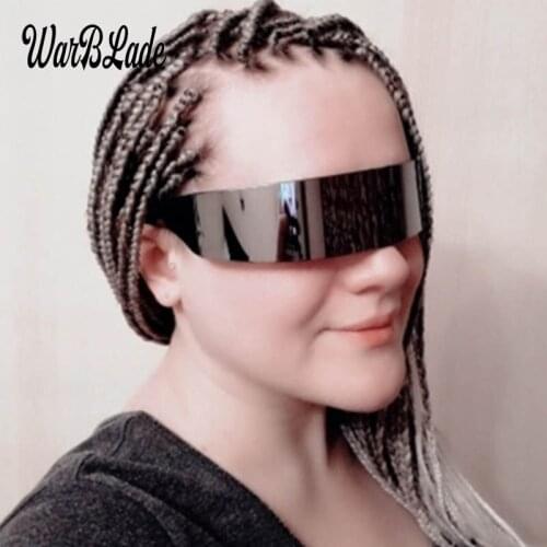 WarBLade 2019 New Ladies Mens Black Frame Wrap Sunglasses One Piece Shades Flat Top Novelty Costume Party Funny Strange