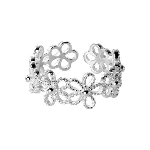 100% Authentic REAL.925 Sterling Silver Fine Jewelry Open Hollow Flower Band ring GTLJ1523