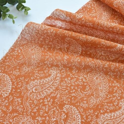 1meter 100% cotton Orange Phoenix Tail printing fabric for Childrens skirt dress DIY Summer clothes bag handwork fabric art XMT
