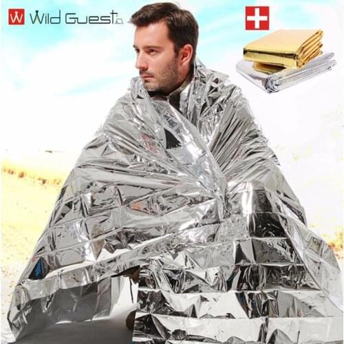 1 Pcs Outdoor Emergency Survival Rescue Blanket Waterproof Foil Thermal Space Lifesaving First Aid Sliver Rescue Curtain Blanket