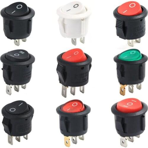 10 PCS Circular Ship type switch with lamp 3 Pin/2 Pin KCD1-105 Second and Third Gear Rocker Switch with Light