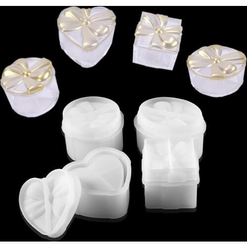 14 Styles Storage Box Silicone Molds Heart Shape Square Case Epoxy Resin Mold For DIY Jewelry Making Handmade Crafts Accessories