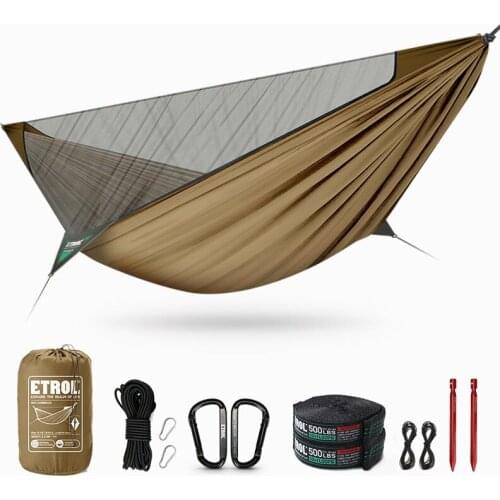2 In 1 Lightweight Outdoor Double Travel Camping Hammock with Mosquito Net Tree Straps Garden Sleep Swing Furniture Hiking Tent