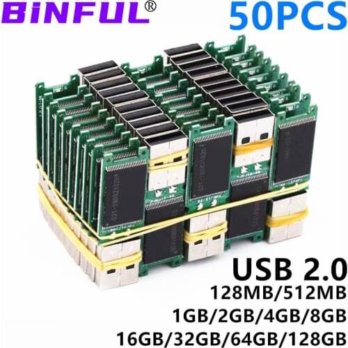 50PCS wholesale USB 2.0 Disk Semi-Finished 4GB 8G 16G 32G Usb Flash Drive 64GB 128G 128M 512M PCB Board Chip Pen Drive Usb Stick