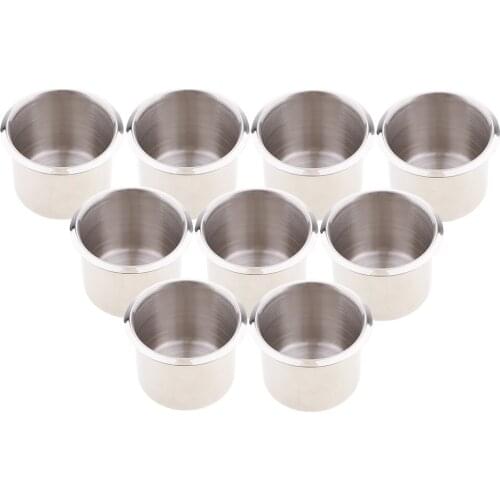 9PC Stainless Steel Recessed Cup Drink Holder Marine Boat RV Camper 68x55mm