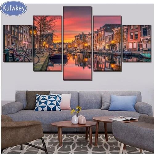 Diy Diamond Embroidery Diamond Painting"sunrise Landscape"Full Drill rhinestones 5pcs set diamond mosaic Living Room Art 5pcs