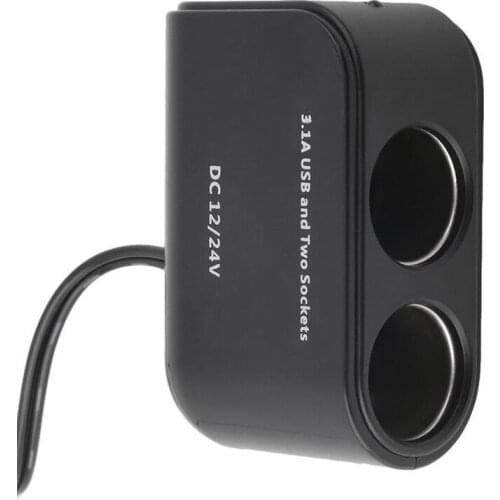 12V-24V 3.1A 100W Detection For Phone MP3 DVR AccessoriesCar Cigarette Lighter Socket Splitter Plug LED USB Charger Adapter