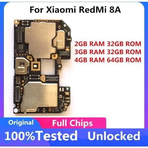 Free Shipping For Xiaomi RedMi 8A 2+32GB 3+32GB 4+64GB Motherboard Original Unlocked Logicboard Global Full Chips Full Tested