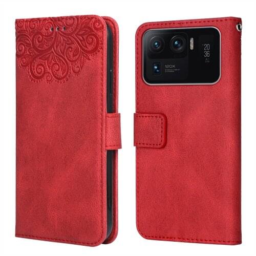 For on Xiaomi Mi 11 Ultra Flower Embossing Case Coque for Mi 11 Ultra Wallet Leather Case for Xiaomi 11 Ultra Phone Bag