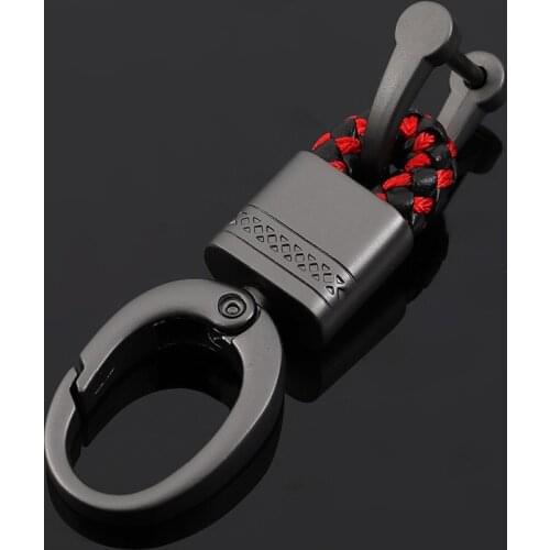 8 Colors Horseshoe D Buckle Braided Cowhide Leather Keychain Movable Buckle Waist Leather Rope Key Chain Car Weaving Keyholder