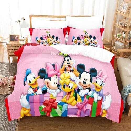 Home Textile Disney Mickey Mouse Goofy Design Down Jacket Bed Cover Pillowcase Children Bedroom Decoration Color Print Bedding