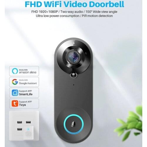 FHD WiFi Video Doorbell 1080P Two Way Audio Wide Angle Peephole PIR Motion Detection Tuya App Wireless Home Security Door Viewer