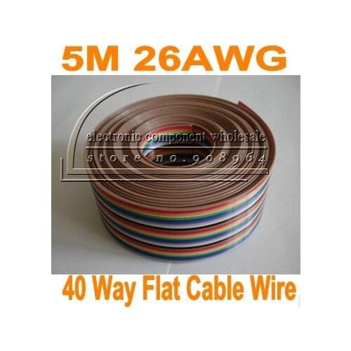 RHECCOW 5M 40 WAY 26AWG 7core 0.12mm Color Rainbow Ribbon Flexible Flat Cable Wire