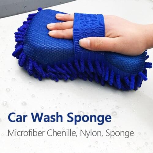 Chenille Microfiber Sponge Motorcycle Car Wash Tools Vehicle Wash Mitten Cloth Cleaning Polishing for Washing Car Truck SUV