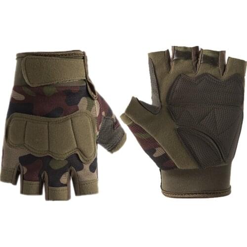 Camouflage Army Military Fingerless Tactical Gloves Male Sports Fitness Protection Army Fan Outdoor Cycling Riding Gloves Male