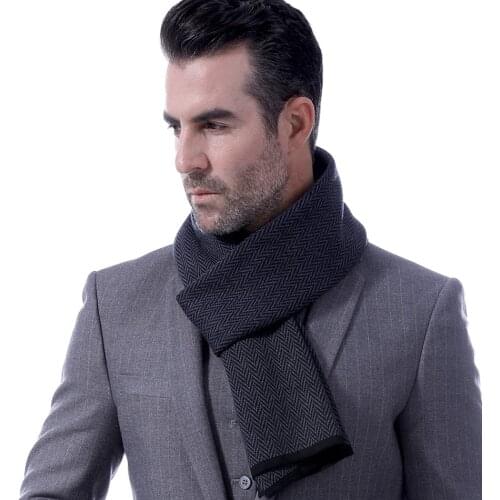 Classic Solid Color Wool Scarf For Men Winter Cashmere Pashmina Echarpe Mens Business Scarves Luxury Shawl Warm Bufandas