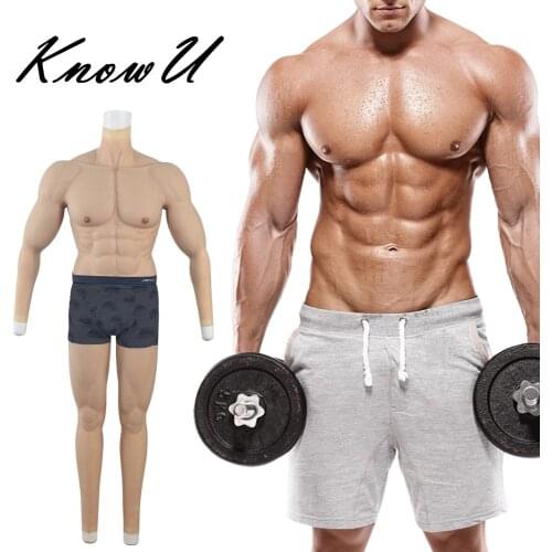 KnowU Cosplay Male Suit Full Bodysuit Highly Stratchy Silicone Muscular Open Front and Back Crossdress Transgender Thin Edges