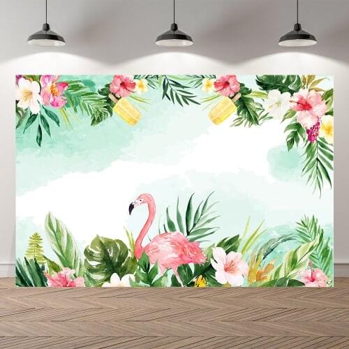 Seekpro Summer Flamingo Tropical Hawaii Ice Cream Party Birthday Backdrop Customized Kids Party Decorations Background Photocall