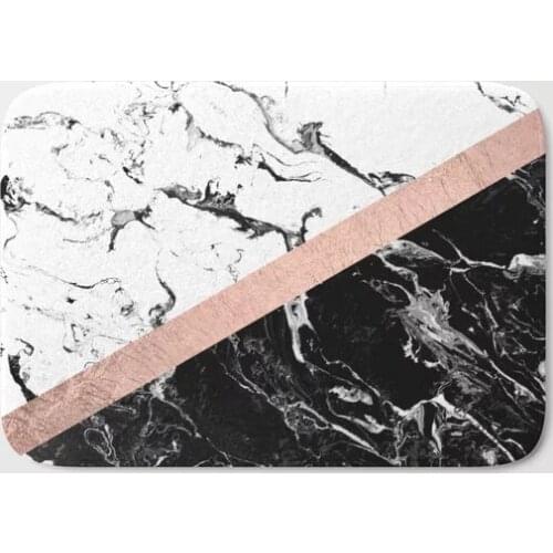 HOT Bathroom Rugs Modern black white marble color Bath Mat Flannel Absorbent Non Slip Doormat for Entrance Door Bathroom Mat Set