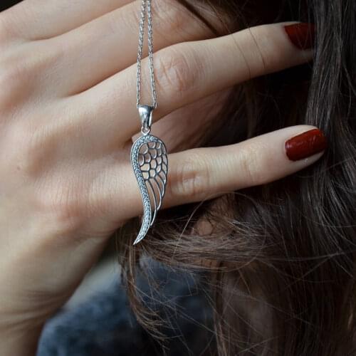 Melek Kanadı Kolye 925 gümüş Rodyum Kaplama