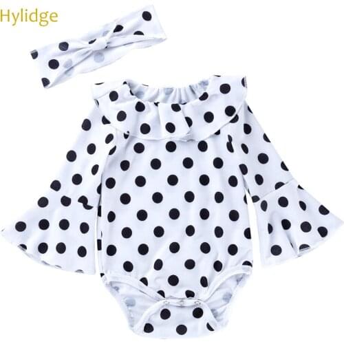 Hylidge Cute Dot White Baby Onesie Girl Romper Princess Ruffle Collar Baby Clothes Outfit Toddler Girl Jumpsuit Infant Rompers