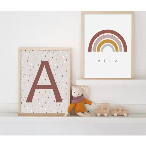 Cartoon Cute Funny Rainbow and Letters Canvas Painting Wall Art Nordic Posters and Prints Wall Pictures for Living Room Decor