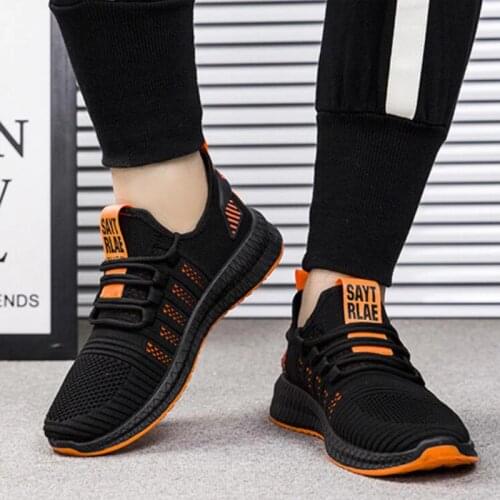 Mens Sports Shoes Mens Mesh Breathable Shoes Mens Casual Sports Running Lightweight Flying Woven Tide Shoes