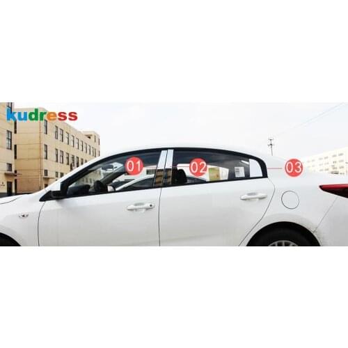For Kia Rio 4 X-line 2018 2019 Sedan Stainless Steel Car Window Center Pillar Cover Sticker Trim Decoration Accessories