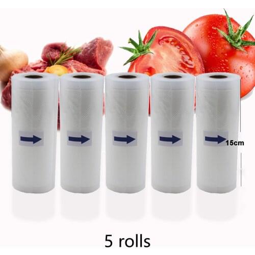 BPA FREE 5 Rolls/Lot Vacuum bag Storage Bags Machine Film Sealer Vacuum Packing Food Fresh Long Keeping 15cm*500cm