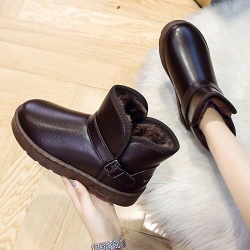 NEW 2021 Style Basic Short Mini Winter Sheepskin Snow Boots Women Waterproof Natural Wool Fur Lined Ankle Warm Flat Shoes 35-43