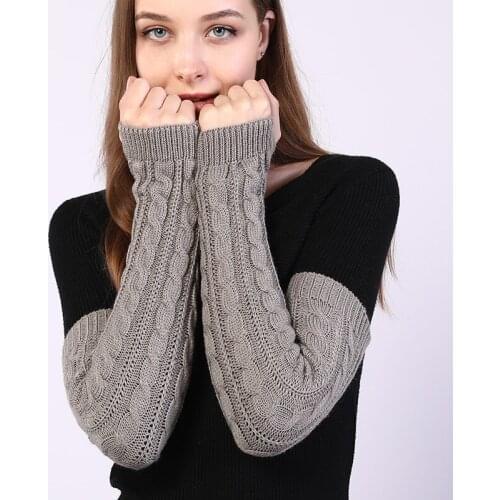 Autumn Winter Womens Half Finger Gloves Twist Pattern Fingerless Knitted Mittens Female Thermal Arm Sleeve G-2-1