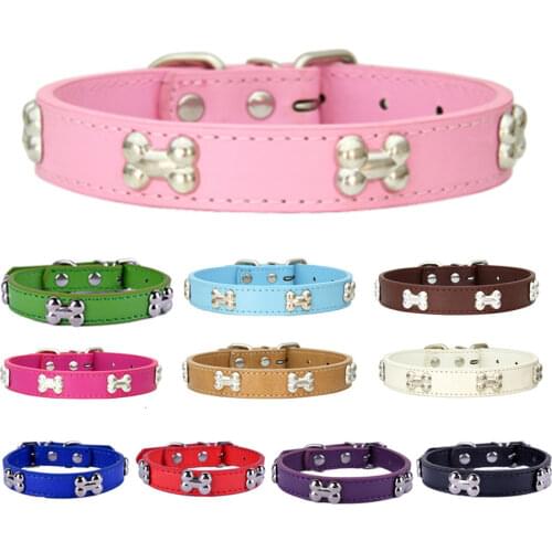 Dog Accessories Pink Dog Collar 11Color Pu Leather Cat Collar Perro Chihuahua Collier Chien Small Pet Collars Puppy Dog Supplies