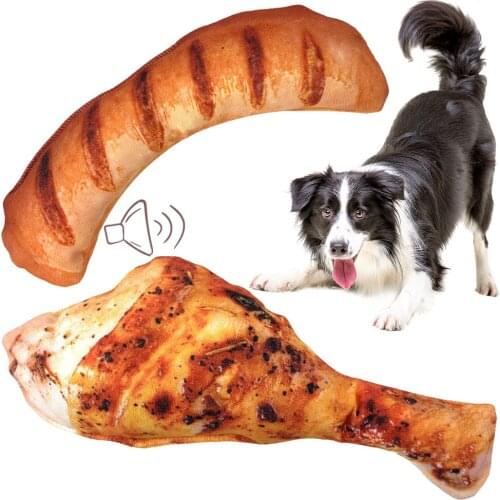 PetCloud Pet Dog Toys Interactive Bone Sausage For Dog Chew Toy Squeaky Chicken Leg Puppy Bite Toy For Small Pets Supplies