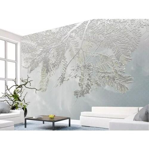 CJSIR Custom Wallpaper Silver Leaf Watercolor Style Nordic Minimalist TV Background Wall Home Decoration Murals 3d Wallpaper