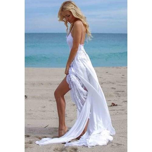 Smileven Spaghetti Straps Wedding Dress Sweetheart Bride Dress Side Split Seay Short Skirt Wedding Gowns Boho Vestido De Novia