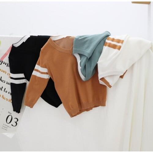 Brand Children Clothes Baby Boys V-neck Knitwear Pullovers Kids Long Sleeve Striped Jumper Boys Girls Knitted Jacket Coat