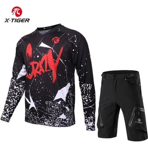 X-Tiger Pro Cycling Jerseys Set Autumn MTB Bike Cycling Shorts Quick-Dry Racing Bicycle Cycling Long Sleeve Downhill Jersey